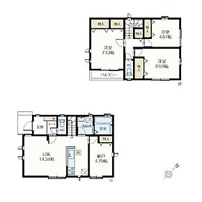 2階に居室をまとめてプライベートの時間も充実♪
リビングイン階段を採用し、家族のコミュニケーションが
自然と生まれます◎居室としても使える4.75帖の納戸は
お子様の個室が必要になった際にも便利☆ 