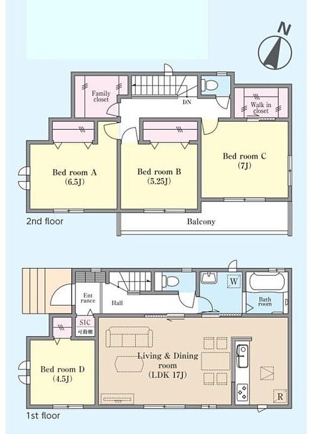 【4LDK】全居室南向き！陽当たり、通風良好です♪SIC＋WIC＋ファミリークローゼットのある収納充実プラン！