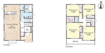 洗面脱衣室やキッチンコーナーに可動棚のある便利な間取り！土地面積137.88m2（41.70坪）のゆとりのあるお住まいです！ 
