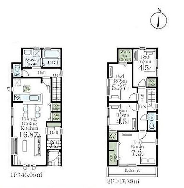 【4LDK】帰宅時・外出時の自然なコミュニケーションを育むリビングスルー階段を採用。
家族の共用物入にもなる、奥行のあるリビング収納設置！
ウォークインクローゼットを完備！お部屋がスッキリ片付きます♪
