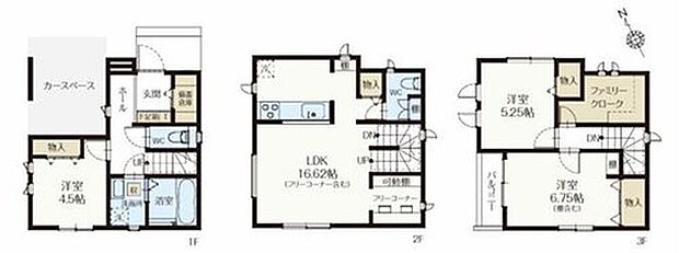 【3LDK】◇家族の衣類や季節物などたっぷり収納できる3階のFC♪
◇LDKに隣接したフリーコーナーは、目が届きやすいのでお子様の遊ぶスペースや勉強コーナーとしてご使用できますね♪
◇会話が弾むオシャレな対面キッチン♪