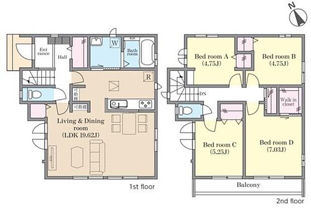 【4LDK】南面バルコニーに面した居室は明るく開放感があり、洗濯物も気持ちよく乾かせます。家族それぞれのプライベート空間を確保しながら、快適に暮らせる住まいです。