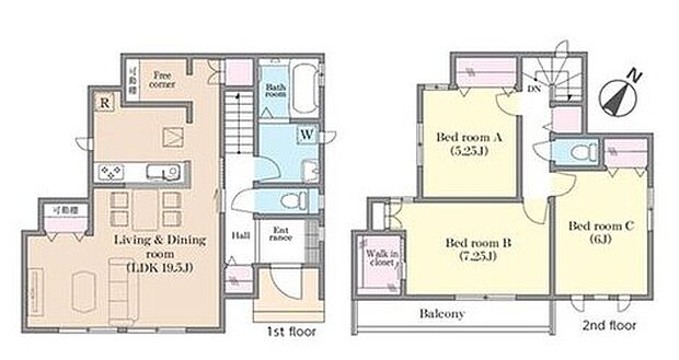 【3LDK】◇キッチン裏に用途自在のフリーコーナーを設置！
◇2階に居室をまとめてプライベートの時間も充実♪
◇全居室収納＆WIC完備☆お部屋がスッキリ♪
◇玄関脇に収納☆帰宅後すぐにコートをかけられます！