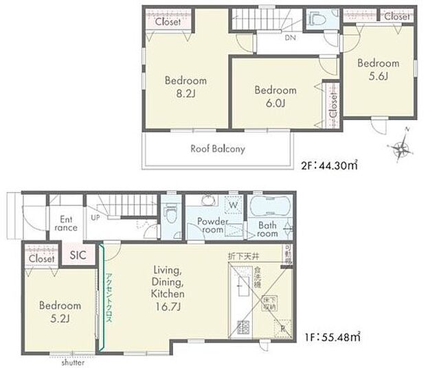 【4LDK】対面式キッチンですので、お食事の準備をしながらご家族との会話を楽しめます☆
水回りも集中しているので、家事の動きがらくちんです♪