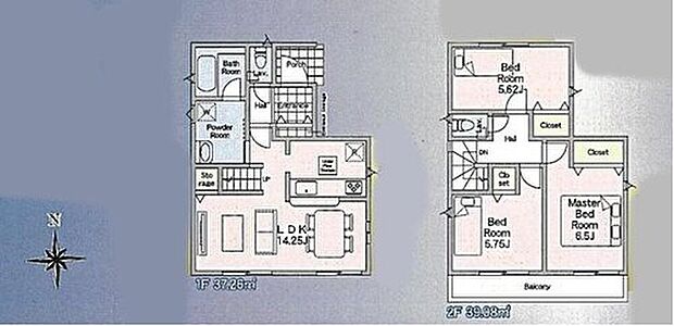 【3LDK】対面式キッチンで、お食事の準備をしながらご家族との会話を楽しめます♪
全居室2面採光の陽光が心地良いプライベートルーム♪
南向きのバルコニーはお洗濯物も早く乾きそうですね◎