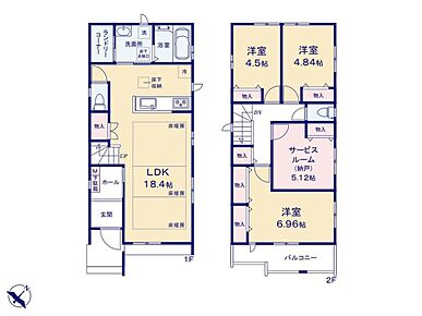 ◇LDKは床暖房標準搭載の広々約18.4帖☆
◇作業場や収納場所に便利なランドリーコーナー♪
◇お部屋としても自由に使用できる約5.12帖の納戸付♪ 