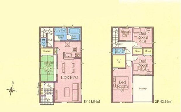 【4LDK+S】●仕事も趣味にも没頭できる！使い方広がる便利なテレワークルーム付き！
●リビングに隣り合う洋風和室を開放すれば、20帖超えの広々とした空間に♪