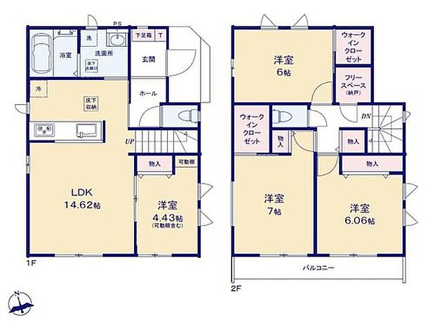 【4LDK+S】リビングイン階段を採用し、家族が自然と顔を合わせます◎
WICを2部屋に備え衣類や小物をたっぷり収納、衣替えもラクになります☆
忙しい朝もスムーズな家事動線になる水回り集約設計。