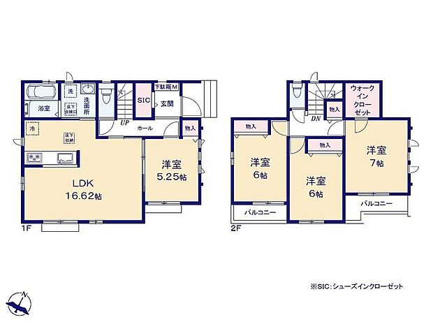 【4LDK】全居室フローリング＆南向きの明るいお住まい♪ベビーカーも置ける玄関すっきりSIC付き☆忙しい朝もスムーズな家事動線の水回り集約設計を採用しています。