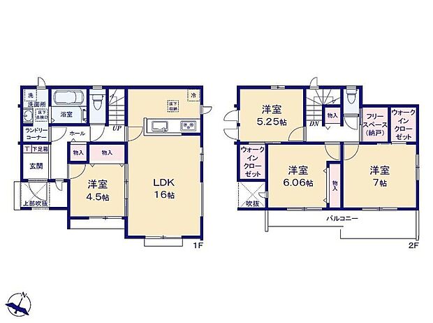 【4LDK】玄関入ってすぐの洗面室は帰宅後にすぐに手を洗えて衛生的☆公園帰りのお子様をお風呂へもスムーズに◎全室フローリングでインテリアに統一感が生まれます♪