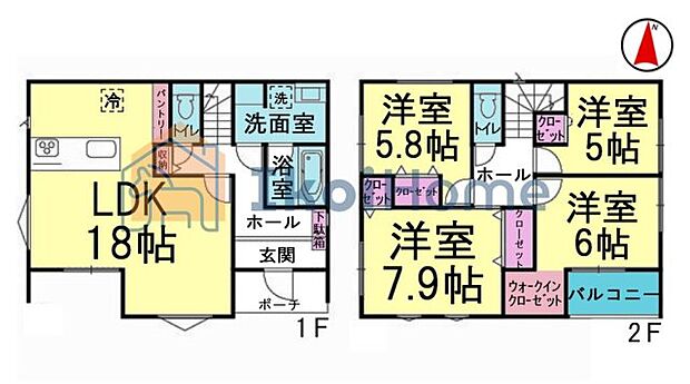 ●年中無休：当日予約可●LDK18帖で広々！2階洋室2部屋が南向き！