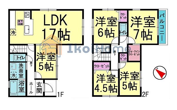 【ホームページに現地動画掲載中】●年中無休:当日予約可●LDK17と洋室5帖、合わせて23帖で広々!