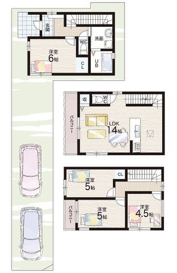 【4LDK】○長等小学校・・・徒歩8分 ○皇子山中学校・・・徒歩18分