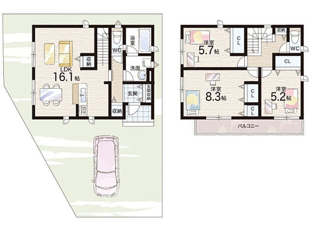 【3LDK】○鏡山小学校・・・徒歩17分 ○花山中学校・・・徒歩10分