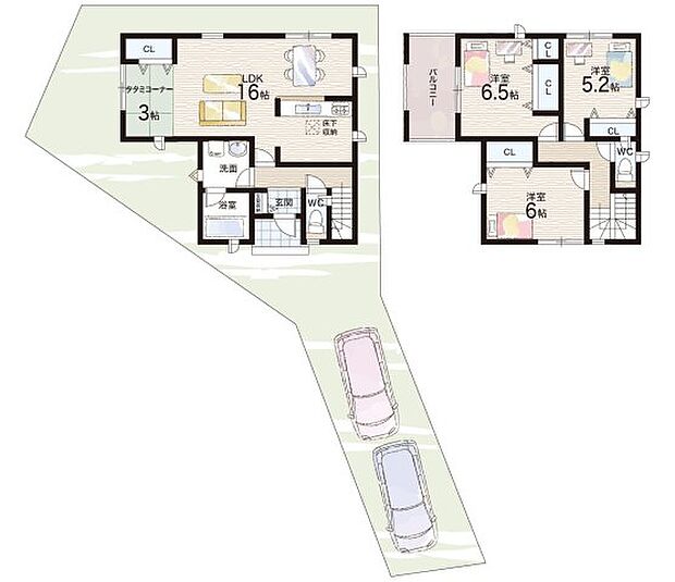【3LDK+S(納戸)】○野口小学校・・・徒歩12分 ○中部中学校・・・徒歩12分