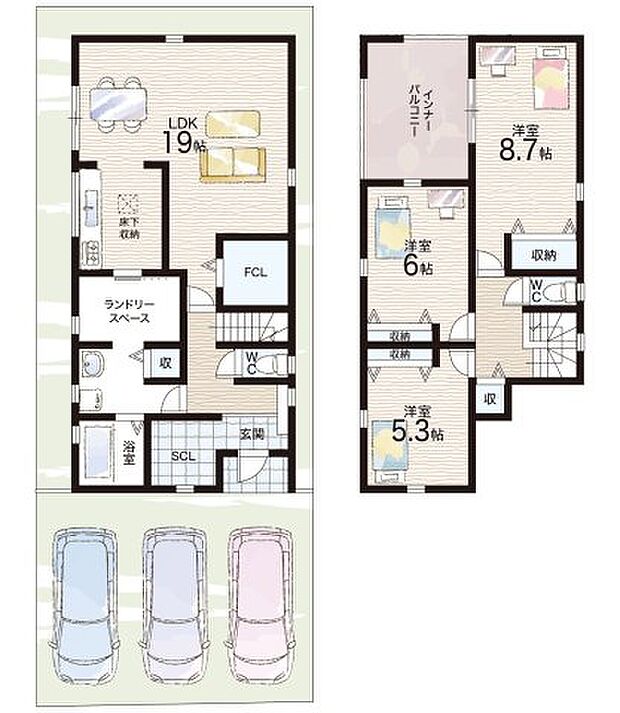 【3LDK】○滝野東小学校・・・徒歩13分 ○滝野中学校・・・徒歩34分