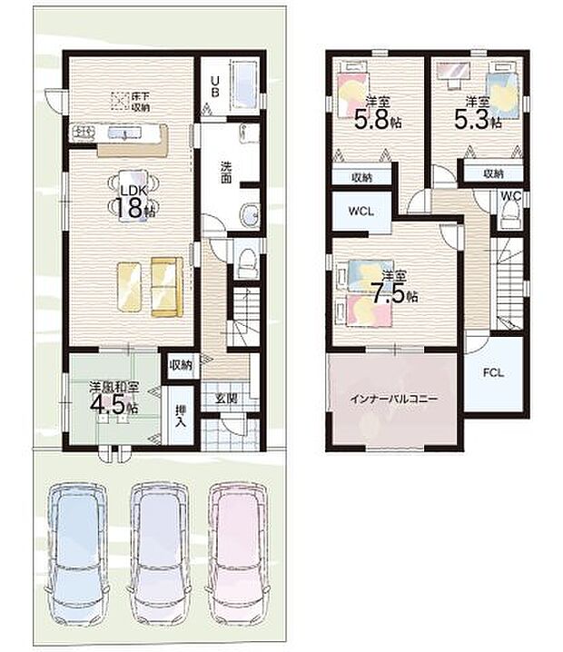 【3LDK】○滝野東小学校・・・徒歩13分 ○滝野中学校・・・徒歩34分