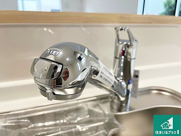 【キッチン水栓】浄水器を内蔵!炊飯時、お茶を作る時に安心してお水を使えます!お湯と冷水、浄水と原水、シャワーの切替えもワンタッチです!