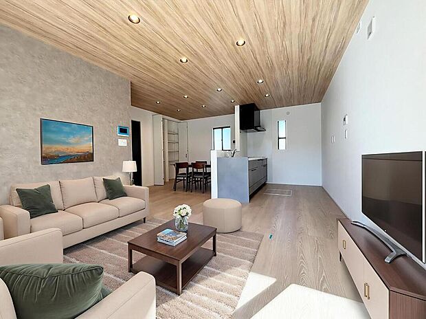 心地よい明るい雰囲気のリビング♪採光は良好です!
家族団らんの時間も増えそうなくつろぎの場所になりそうです♪※家具をCGで加工しています。家具付き販売ではございません。