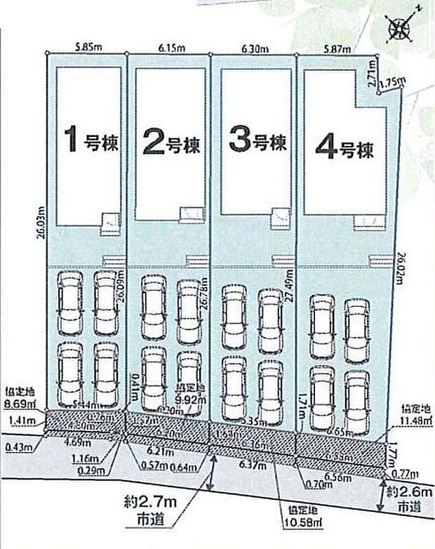 全４棟♪南面道路で開けているため日当たりも良好です☆最大４台駐車可能！