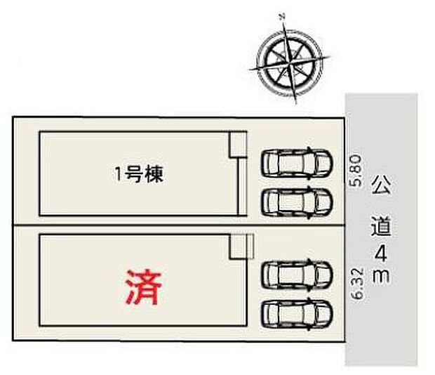 全２棟♪前面道路は住人以外の車の進入が少なく、落ち着いて車の出し入れができます。