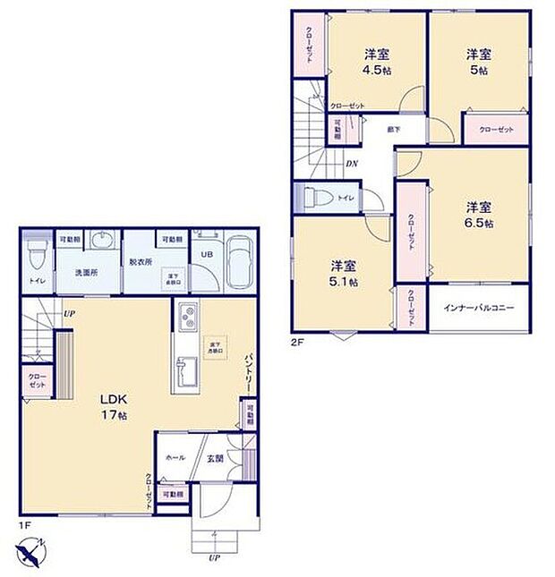 (2号棟)、価格4290万円、4LDK、土地面積123.81m2、建物面積102.09m2

