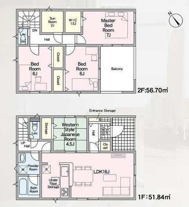 (2号棟)、価格3390万円、4LDK+S、土地面積198.95m2、建物面積108.54m2