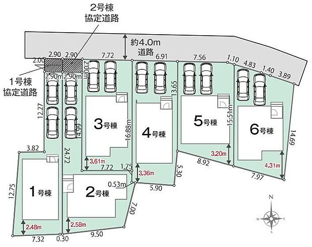全6棟販売♪日当たりを考えた南向きのお家☆駐車スペースは2台分です♪