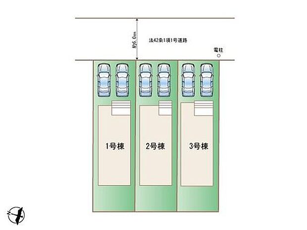 【区画図】名鉄三河線「三河高浜」駅徒歩13分☆駅近でゆとりある朝の通勤通学に◎お車は並列で2台駐車可能です♪
