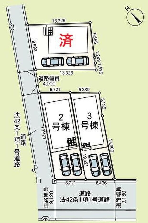 【全体区画図】全３棟♪日当たりの考えられた立地☆