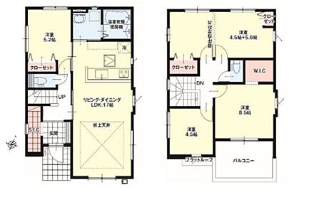 ◇洋室が隣接した１７帖のリビング♪リビングから洗面～浴室へアクセスでき家事動線良好な間取りです◎◇２階に間仕切り可能な洋室有り！ライフスタイルに合わせ間取り変更に対応できます 