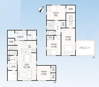 ◇一体利用可能な洋室が隣接したリビング♪リビングから洗面～浴室へアクセスでき家事動線良好な間取りです◎◇２階は大きめウォークインクローゼットつきでお部屋を最大限広く使えます♪ 