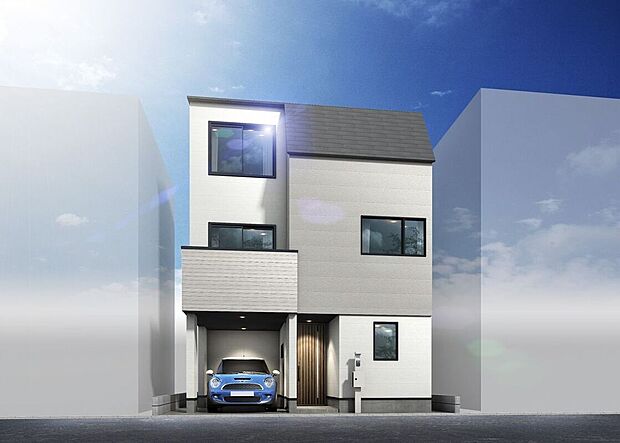 【建物プラン完成イメージパース】都市の中でひときわ輝く、洗練されたフォルム。上質な日常を叶える佇まいです。