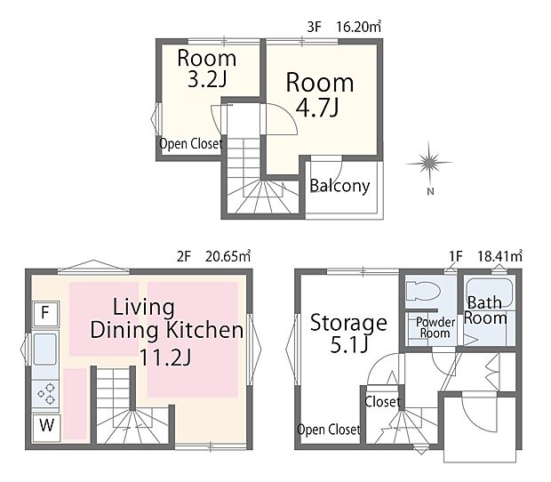 建物プラン例、土地価格4480万円、土地面積34.63m2、建物価格1600万円、建物面積55.26m2 