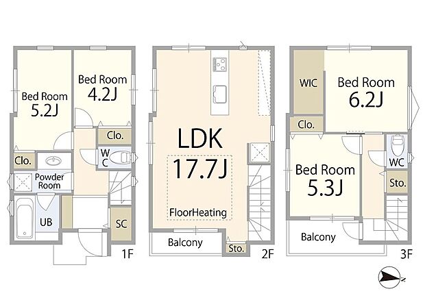 【2LDK+2S】【間取図】
4LDKのゆとりある間取りに、WIC・SICを完備。収納力抜群で、すっきりとした暮らしを実現できる住まいです。