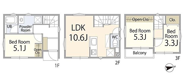 【3LDK】家族の時間とプライベートを両立できる3LDK。
リビングに自然と集まりながらも、それぞれの居場所を大切にできる間取りです。