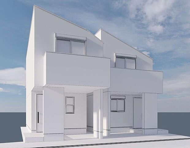 【外観パース図】【完成イメージパース】2階建てのすっきりとした外観デザインが魅力。スタイリッシュかつ開放感のある住まいです。