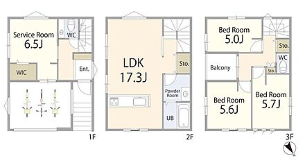 【間取図  家族が快適に暮らせる3LDK＋Sタイプ。充実の居住空間と豊富な収納で、ライフスタイルに合わせた使い方が楽しめます。 