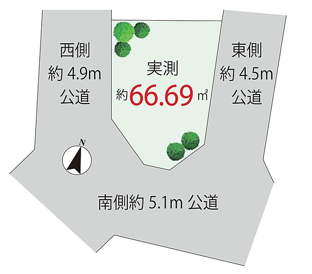 【全体区画図】【区画図】 3面道路に面した開放感あふれる立地。陽光に包まれ、風が心地よく通り抜ける明るい住まいです。