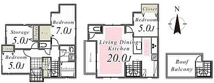 【間取図】  2LDKに加えて2つのSを備え、居住空間と収納・ワークスペースを両立した使い勝手の良い間取り。生活動線が整い、家族構成やライフスタイルの変化にも柔軟に対応できるプランです。   