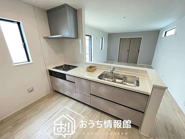 現地写真(キッチン)
収納たっぷりのシステムキッチン、浄水器付水栓を標準装備しています。