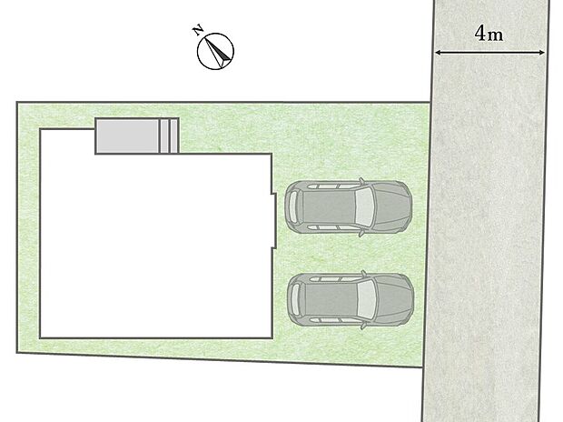【区画図】
敷地面積40坪超で車2台駐車可能なゆとりある宅地。
バイクや自転車も置けるスペースがあります。
南向きの邸宅で陽当たり・通風も良好で快適な暮らしを叶えます。