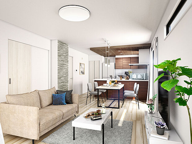 【施工例：LDK】
設計・建設住宅性能評価、耐震等級3取得の高仕様な邸宅！永く安心して暮らせる住まいとなっております。