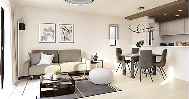 【【建物プラン例：LDK】 】構造躯体の倒壊等防止/損傷防止の双方で耐震等級3を標準仕様とし、繰り返す地震や台風をはじめ、災害から家族と暮らしを守ります。
建物面積：99m2～｜建物参考価格：1903万円