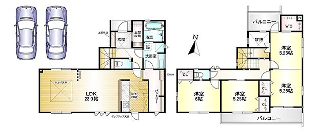 3(4)LDK 土地面積:200.07m2 建物面積:108.47m2 駐車スペース2台