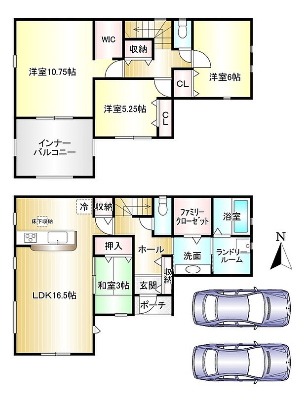 １号棟　4LDK　土地面積：130.07ｍ2　建物面積：115.02ｍ2　駐車２台可