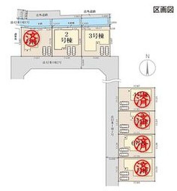 ≪全体区画図≫
分譲地にはお子様のいるご家庭も多く、見守りながら子育て出来る環境です。
全棟2台駐車可能なカースペース付き☆