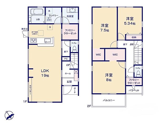 (1号棟)、3LDK、土地面積175.57m2、建物面積104.33m2