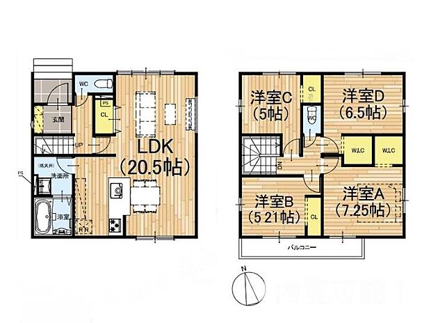 (1号地)、4LDK、土地面積154.92m2、建物面積103.5m2
