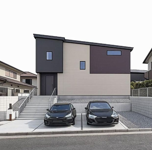 【完成予想外観パース】
資料送付・ご見学即対応！建物建築中ですが、同メーカー同等仕様、近しい間取りの建物室内をご案内可能です。ご不明点等、スタッフがしっかりと説明させていただきます。